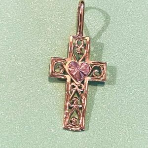 TriColor Gold Filigree Cross (Yellow Gold, White Gold, and Rose Gold)